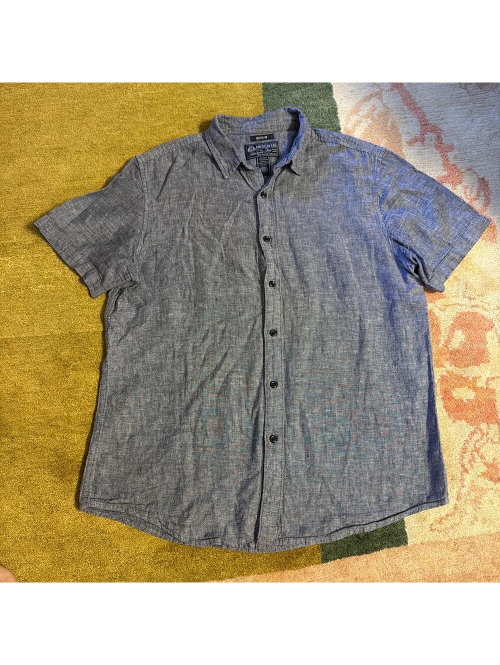American Rag Men's Button Down Linen-cotton Shirt Size Medium